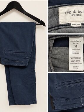 rag & bone Navy Slim Stretch Cotton Chinos